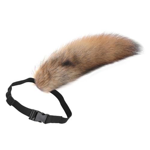 ZYKEJJDDAK Weicher langer Schwanz, Fuchsschwanz, verstellbarer Gürtel, Fuchs, Kostüm, Schwanz, handgefertigte Tierschwanz-Dekorationen für Halloween von ZYKEJJDDAK