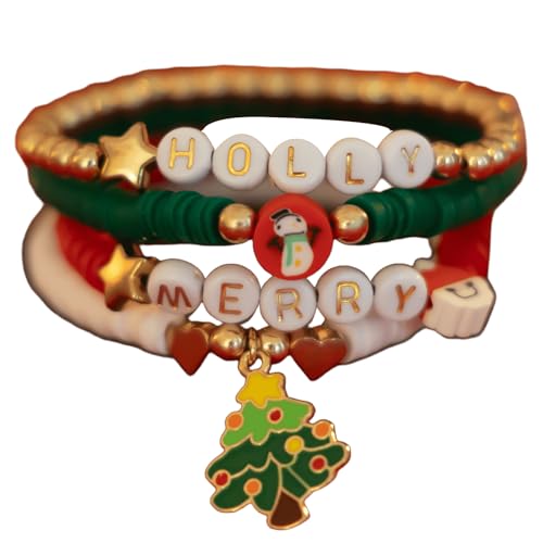 ZYKEJJDDAK Weihnachts-Perlenarmbänder, stapelbar, Tonperlen, Freundschafts-Armbänder, Weihnachtsschmuck, Geschenk ZYKEJJDDAK Weihnachts-Perlenarmbänder, stapelbar, Tonperlen, Freundschafts-Armbänder, Weihnachtsschmuck, Geschenk von ZYKEJJDDAK