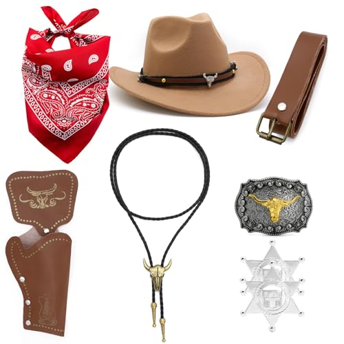 ZYKEJJDDAK Western-Kuh-Jungen-Kostüm, Kuhhhut, Bandana, Schnalle, Gürtelholster, Halloween, Kostüm-Zubehör, Western-Outfit, Halloween, Cowboy-Kostüme für Herren ZYKEJJDDAK Western-Kuh-Jungen-Kostüm, Kuhhhut, Bandana, Schnalle, Gürtelholster, Halloween, Kostüm-Zubehör, Western-Outfit, Halloween, Cowboy-Kostüme für Herren von ZYKEJJDDAK