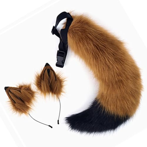 ZYKEJJDDAK Wolfsohren-Haarreif mit Schwanz, Füchse, Wolf und Set, Halloween, Cosplay, Party, Kostüm, Zubehör, Kinder, Erwachsene und Set von ZYKEJJDDAK