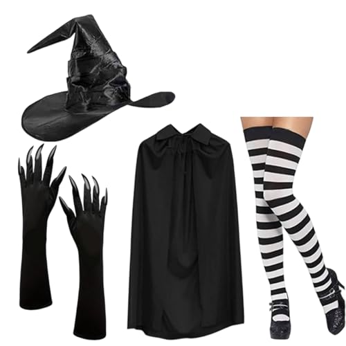 ZYKEJJDDAK Zauberer-Umhang-Kostüm-Set mit passendem Hut, Handschuhen, Socken, Halloween-Cosplay-Zubehör, Outfit, Cosplay, Zauberer-Umhang, Zubehör ZYKEJJDDAK Zauberer-Umhang-Kostüm-Set mit passendem Hut, Handschuhen, Socken, Halloween-Cosplay-Zubehör, Outfit, Cosplay, Zauberer-Umhang, Zubehör von ZYKEJJDDAK