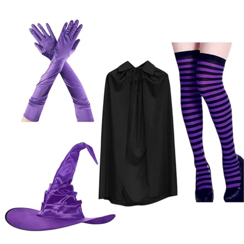 ZYKEJJDDAK Zauberer-Umhang-Kostüm-Set mit passendem Hut, Handschuhen, Socken, Halloween-Cosplay-Zubehör, Outfit, Cosplay, Zauberer-Umhang, Zubehör von ZYKEJJDDAK