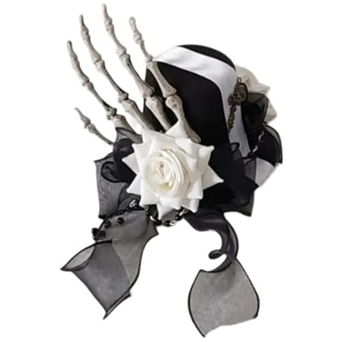 ZYMIADOU Blumen-Haarspange für Halloween, Totenkopf, flach, Halloween-Haarnadel, Zylinderhut, elegantes Haar für Strauß, Blumen-Haarspangen für Mädchen ZYMIADOU Blumen-Haarspange für Halloween, Totenkopf, flach, Halloween-Haarnadel, Zylinderhut, elegantes Haar für Strauß, Blumen-Haarspangen für Mädchen von ZYMIADOU