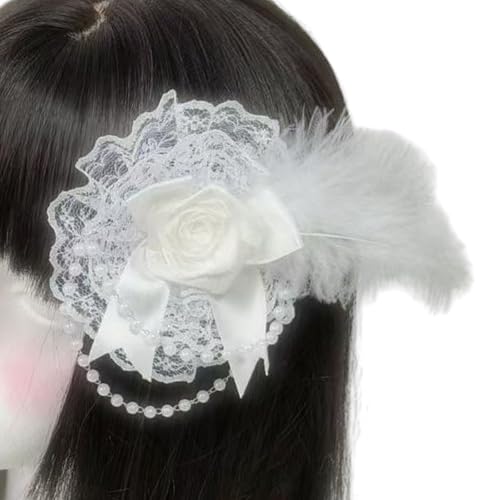 ZYMIADOU Fascinator für Damen, Elagant Clip, gefiederter Kopfschmuck für Make-up, Party, Maskeraden, Cosplay, Haarschmuck, handgefertigtes Spitzen-Haar-Accessoire ZYMIADOU Fascinator für Damen, Elagant Clip, gefiederter Kopfschmuck für Make-up, Party, Maskeraden, Cosplay, Haarschmuck, handgefertigtes Spitzen-Haar-Accessoire von ZYMIADOU
