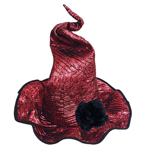 ZYMIADOU Frauen-Hexenhut mit Handgelenk-Blume für bequemes und stilvolles Cosplay für Halloween-Feier und Bühnenshow, Halloween-Party von ZYMIADOU