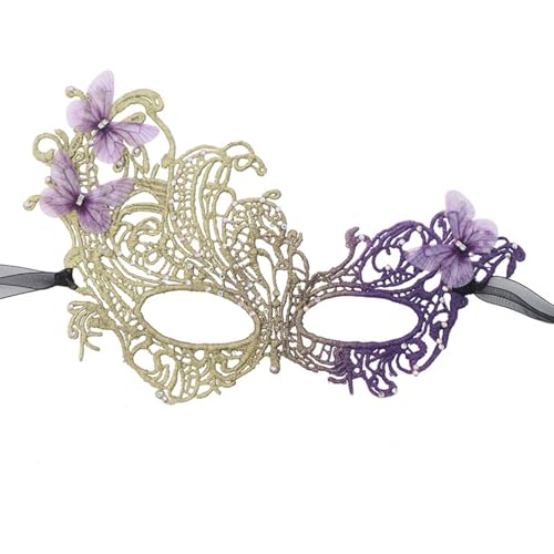 ZYMIADOU Halbgesichts-Spitzen-Maskeraden-Auge mit Farbverlaufs-Design für Halloween und Cosplays, handgefertigte Spitzenparty von ZYMIADOU