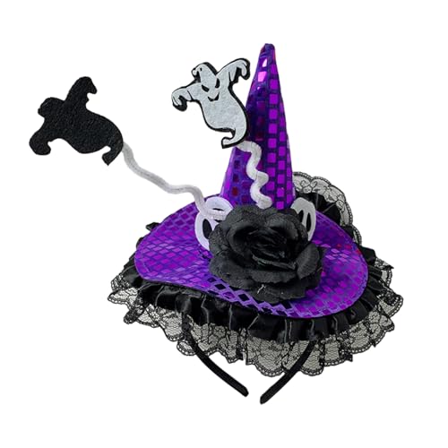 ZYMIADOU Hexenhut-Stirnband für Damen, niedlicher Haarreif, schöne Rose, Haarband, Halloween, Blingbling Specter, Haarschmuck, Halloween, Hexenhut, Stirnbänder für Frauen von ZYMIADOU