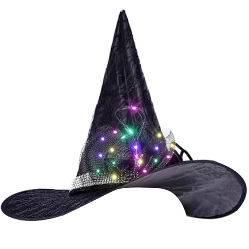 ZYMIADOU Hexenhut mit Blume, durchscheinendes Licht, für Damen, Herren, Teenager, für Halloween, Party-Dekorationen, Retro, Umhang, Zauberstab, Halloween, Hexenhut ZYMIADOU Hexenhut mit Blume, durchscheinendes Licht, für Damen, Herren, Teenager, für Halloween, Party-Dekorationen, Retro, Umhang, Zauberstab, Halloween, Hexenhut von ZYMIADOU