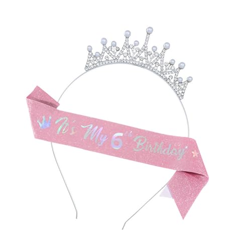 ZYMIADOU Kopfschmuck und Schulterschärpe für Mädchen zum Geburtstag, glitzernder Stoff, praktische Metall-Party-Dekorationen, Mädchengeburtstags-Stirnband-Schärpe Set ZYMIADOU Kopfschmuck und Schulterschärpe für Mädchen zum Geburtstag, glitzernder Stoff, praktische Metall-Party-Dekorationen, Mädchengeburtstags-Stirnband-Schärpe Set von ZYMIADOU