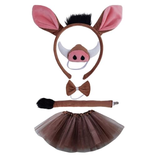 ZYMIADOU Kostümzubehör-Set, flauschige Warzenschweig-Ohren, Stirnbänder, Fliege, Schnauze, Rock, Handschuh und Schwanz, Zubehör, Ferkel, Warzenschwein für Erwachsene ZYMIADOU Kostümzubehör-Set, flauschige Warzenschweig-Ohren, Stirnbänder, Fliege, Schnauze, Rock, Handschuh und Schwanz, Zubehör, Ferkel, Warzenschwein für Erwachsene von ZYMIADOU