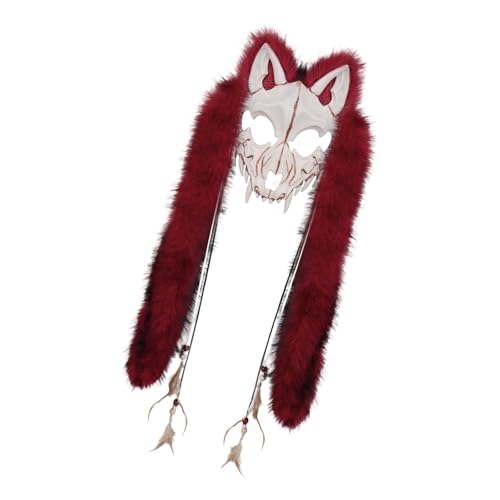 ZYMIADOU Werwölfe Kunstpelze Wikinger Füchse Kopfbedeckung Pelztier Maske Werwölfe Cosplay Kostüme zum Verkleiden Pelztier Wolf von ZYMIADOU
