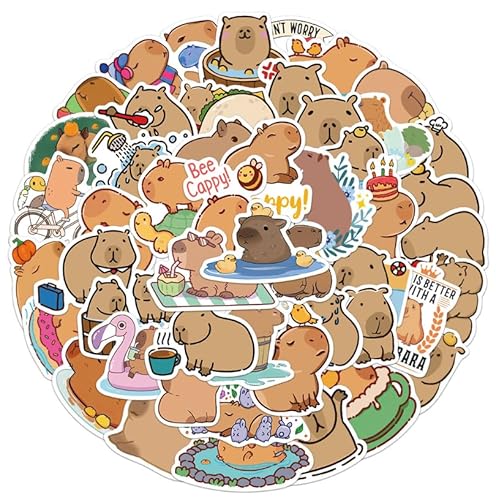 50 Stück Capybara Aufkleber - Wasserflaschen, Laptop, Telefon, Skateboard, Koffer, Fahrrad - Wasserdichte Vinyl Stickers für Jugendliche, Kinder - Kreative Dekoration und Ausdruck von Persönlichkeit 50 Stück Capybara Aufkleber - Wasserflaschen, Laptop, Telefon, Skateboard, Koffer, Fahrrad - Wasserdichte Vinyl Stickers für Jugendliche, Kinder - Kreative Dekoration und Ausdruck von Persönlichkeit von ZYMR