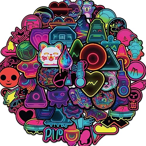 Coole Neon Aufkleber Set - 60 Stück Wasserdichte Vinyl Sticker für Laptop, Skateboard, Trinkflasche, Handy, Tagebuch, Tassen, Fahrrad, Auto und mehr Coole Neon Aufkleber Set - 60 Stück Wasserdichte Vinyl Sticker für Laptop, Skateboard, Trinkflasche, Handy, Tagebuch, Tassen, Fahrrad, Auto und mehr von ZYMR