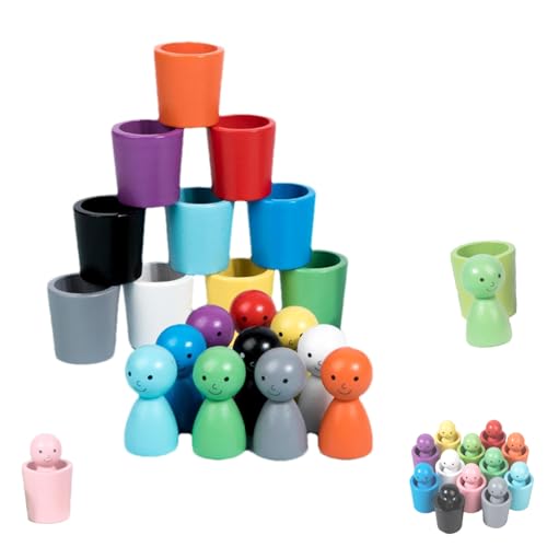 Klassifiziertes Spielzeug, klassifizierte Tassen, Klassifizieren und Zählen Lernen, Holzspielzeug für Kinder, klassifizierte sensorische Stapelbecher, farbige Tassen von ZYNJBB