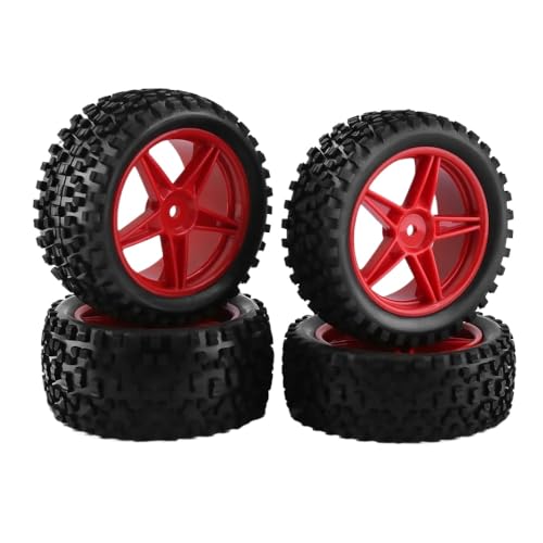 ZYPMoTo 1 10 Skala RC -Off -Straßenreifen und Räder Set RS -Gummireifen mit Plastikfelgen, die mit 94107 94166 und 144001 RC -Autos kompatibel sind(Red) von ZYPMoTo