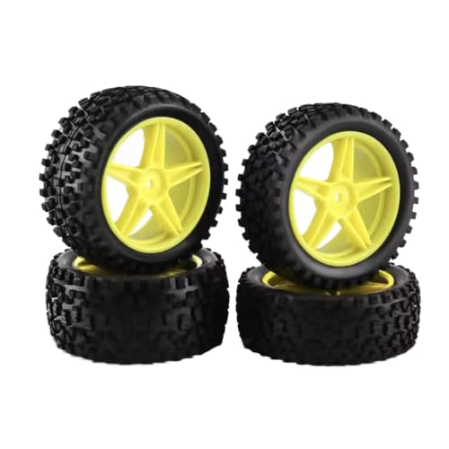 ZYPMoTo 1 10 Skala RC -Off -Straßenreifen und Räder Set RS -Gummireifen mit Plastikfelgen, die mit 94107 94166 und 144001 RC -Autos kompatibel sind(Yellow) von ZYPMoTo