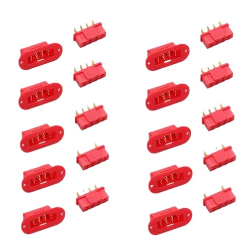 ZYPMoTo 10Pairs MPX 8 -Pin -Stecker -Stecker Goldplated Male Frau zum Getriebe und niedrigem Stromantrieb, das mit RC -Modellen -Teilen und ähnlichen Geräten kompatibel ist(10pairs red) von ZYPMoTo