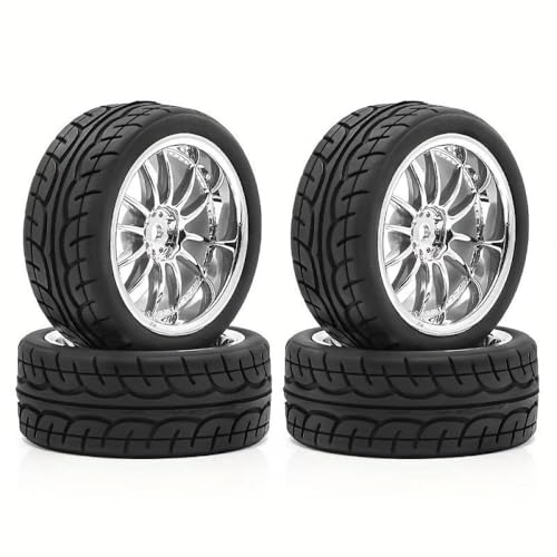 ZYPMoTo 10pcs 1 10 Skala Rcally mit 12 mm Hex auf Straßenkautschuk -Reifen kompatibel(Silver) von ZYPMoTo