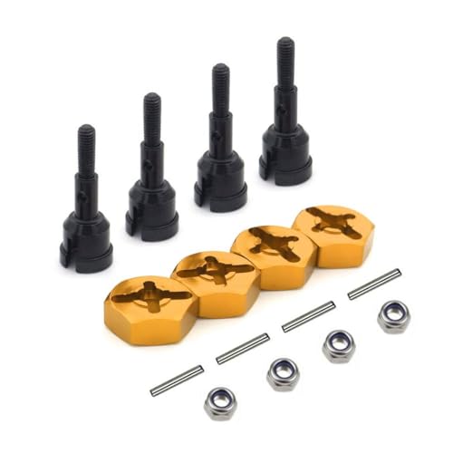 ZYPMoTo 12-mm-Sechskantantriebs-Hub-Rad-Umrechnungsachse für 1/10 bis 1/18 RC-Auto-Upgrade mit A959 A969 A979 A959B A969-B auf Straßenmodellen(Black-Golden) von ZYPMoTo