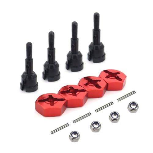 ZYPMoTo 12-mm-Sechskantantriebs-Hub-Rad-Umrechnungsachse für 1/10 bis 1/18 RC-Auto-Upgrade mit A959 A969 A979 A959B A969-B auf Straßenmodellen(Black-Red) von ZYPMoTo