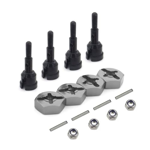 ZYPMoTo 12-mm-Sechskantantriebs-Hub-Rad-Umrechnungsachse für 1/10 bis 1/18 RC-Auto-Upgrade mit A959 A969 A979 A959B A969-B auf Straßenmodellen(Black-Titanium) von ZYPMoTo