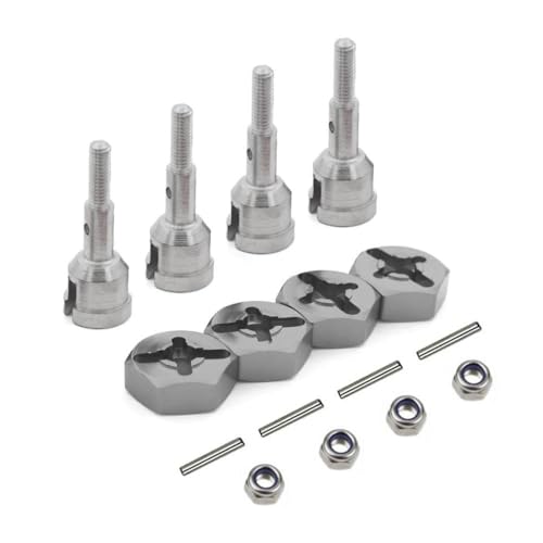 ZYPMoTo 12-mm-Sechskantantriebs-Hub-Rad-Umrechnungsachse für 1/10 bis 1/18 RC-Auto-Upgrade mit A959 A969 A979 A959B A969-B auf Straßenmodellen(Silver-Titanium) von ZYPMoTo