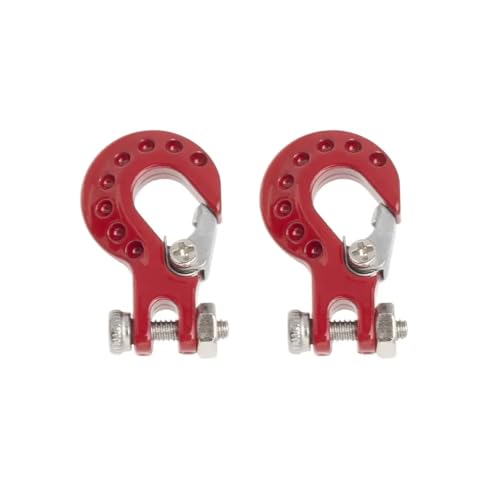ZYPMoTo 2pcs Metall Trailer Hook Winch Hook Accessoire kompatibel mit 1 10 -Skala RC Crawler Car Teile Simulationsdekoration(Red) von ZYPMoTo
