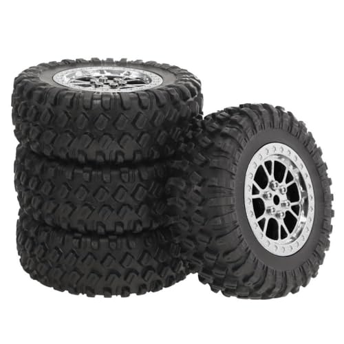 ZYPMoTo 4 PCs Set 70 mm RC Gummi -Reifenrad -Kompatibel mit 1 12 -Skala -RC -Auto -Rennsportauto -Modellen Mn90 Mn91 Mn99 Mn99s passt auch 1 16 -Skala -Modelle C14 C24 C54 an(Silver) von ZYPMoTo