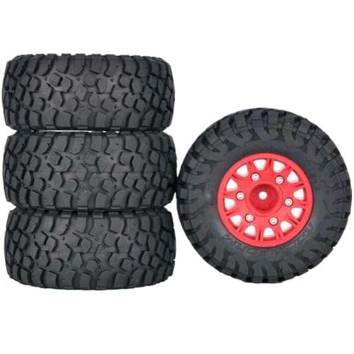 ZYPMoTo 4pc 112mm 1/8 1/10 Kurzerlaufreifen Reifen mit 12 mm 14 mm 17 mm Rad Sechskant, kompatibel mit RC -Kurzstrecken -LKWs(Red) von ZYPMoTo