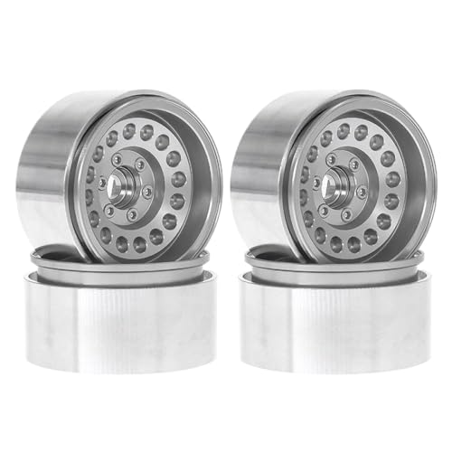 ZYPMoTo 4pcs 1. 9 -Zoll -Offset -8 -mm -Beadlock -Rand -Rand -Set mit Hub -kompatibel mit 1 10 -Skala -RC -Crawler -Autos für Modelle wie II 90046 und III AXI03007(Silver) von ZYPMoTo