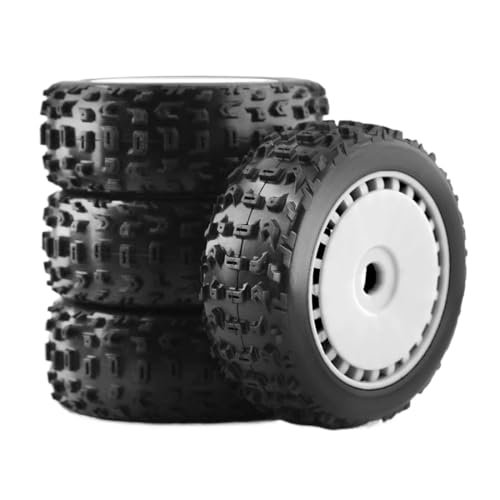 ZYPMoTo 4pcs 116mm 1/8 RC Offroad Buggy-Reifen mit 17-mm-FEX-Rädern, die mit verschiedenen 1/8-RC-Autos wie Talion und ähnlichen Modellen kompatibel sind(White) von ZYPMoTo