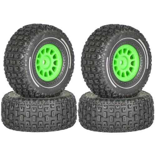 ZYPMoTo 4pcs 65mm Gummireifen mit 12 mm Sechskant Kunststoff -Rad -Radnaben kompatibel mit 1 14 -Skala -RC -Autos wie Mojave Grom Upgrade -Teilezubehör(Green) von ZYPMoTo