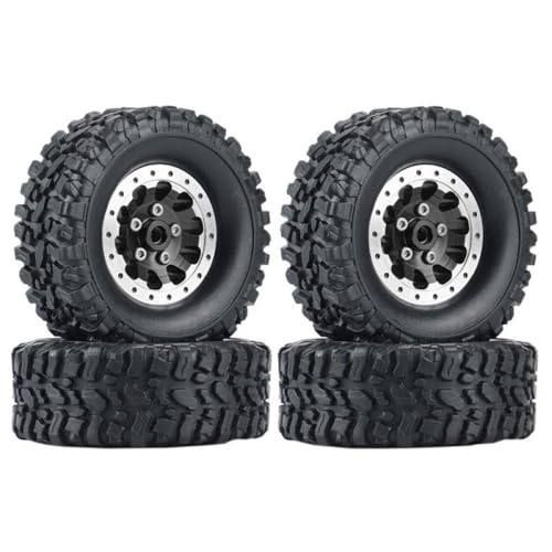 ZYPMoTo 4pcs Metall Beadlock Wheel Wheel Hub Rand mit Gummireifen, kompatibel mit C14 C24 B14 B24 B36 Mn Mn99S RC -Automodelle Upgrade -Ersatzteile aufbauen(Black) von ZYPMoTo