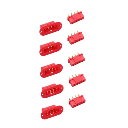 ZYPMoTo 8 Core MPX 8 Pins Servo -Steckverbinder 5pairs Männliche weibliche Stecker mit Drähten für RC -Modelle, die mit Hobby -Flugzeug -Drohnenbootzubehör kompatibel sind(5pair red) von ZYPMoTo