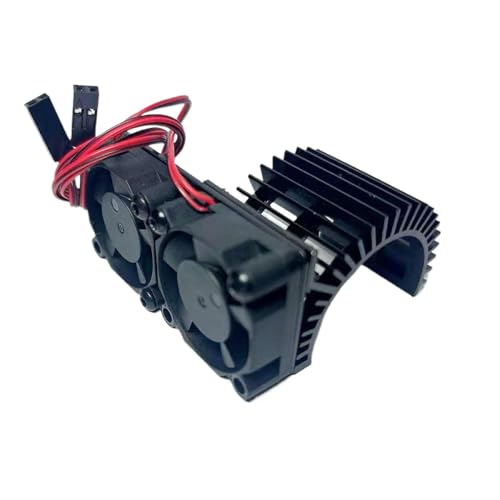 ZYPMoTo Aluminiummotor Wärtung mit Dualventilatoren für 540 550 3650 3670 36 -mm -Motoren 5 V bis 7. 4V -Kühlsystem kompatibel mit 1/8 1/10 RC -CAR -Upgrade -Teilen im Maßstab(Black) von ZYPMoTo