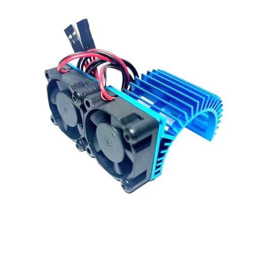 ZYPMoTo Aluminiummotor Wärtung mit Dualventilatoren für 540 550 3650 3670 36 -mm -Motoren 5 V bis 7. 4V -Kühlsystem kompatibel mit 1/8 1/10 RC -CAR -Upgrade -Teilen im Maßstab(Blue) von ZYPMoTo