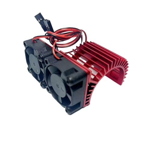 ZYPMoTo Aluminiummotor Wärtung mit Dualventilatoren für 540 550 3650 3670 36 -mm -Motoren 5 V bis 7. 4V -Kühlsystem kompatibel mit 1/8 1/10 RC -CAR -Upgrade -Teilen im Maßstab(Red) von ZYPMoTo