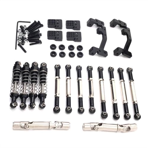 ZYPMoTo Feiyu fy003-5a RC-Auto-Upgrade-Teile 1/16 C14 C24 Metallstangen Stangen Antriebswellen Stoßdämpfer kompatibel mit 1 16-Skala-RC-Modellen(Black) von ZYPMoTo