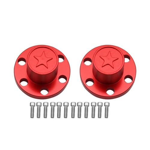 ZYPMoTo Kompatibel mit 1 10 RC Crawler Models Metall 1,9 2,2 Zoll Rad Rand Mitte Staubkappe 6 Löcher Rad Hubkappen Upgrade Teile Universal Fit(B Red) von ZYPMoTo