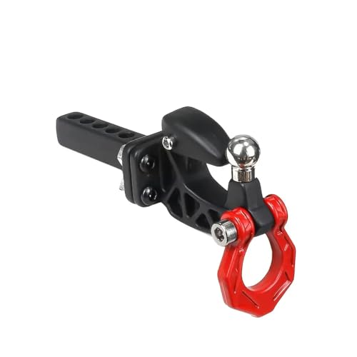 ZYPMoTo Metall -Schlepphaken und hinterer Stoßstange kompatibel mit 1 10 1 8 Skala RC Crawler Drop Hitch Receiver für Hochleistungsanhänger Mount Universal Fit(Red) von ZYPMoTo