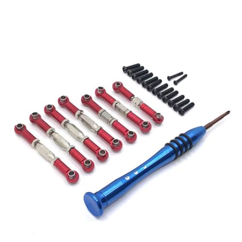 ZYPMoTo RC -Auto -Upgrade -Teile Metallverbindung Servo Pull Lenering Stange Stange Set kompatibel mit 144002 144001 124016 124017 124018 124019 Modelle(Red) von ZYPMoTo