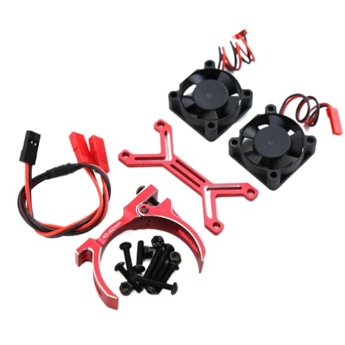 ZYPMoTo RC-Motorkühllüfter Kühlkörper mit Dual 40-42 mm Einstellbarer Halterung für 4274 4068 4268 Motoren 20000 U/min Geschwindigkeits-Upgrade kompatibel mit verschiedenen RC-Modellen(Red) von ZYPMoTo