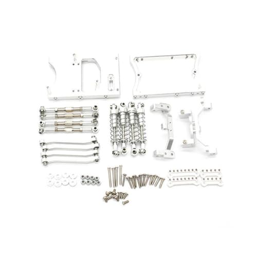ZYPMoTo Servo -Mount -Halterung mit Metall -Chassis -Ziehstangen und Stoßdämpfer für MN D91 MN99S 1 12 Skala RC -Auto -Upgrade -Teile, die mit verschiedenen 1 12 RC -Modellen kompatibel sind(Silver) von ZYPMoTo