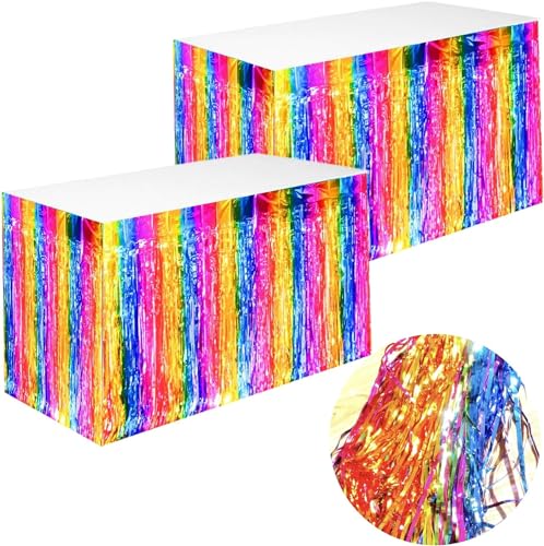 ZYUYUED 2 Stück Regenbogen Tischrock,Dekorativer Tischrock,Quasten-Tischrock,Party Tischröcke,für Baby Shower, Hochzeit,Geburtstag,L275cm*H75cm ZYUYUED 2 Stück Regenbogen Tischrock,Dekorativer Tischrock,Quasten-Tischrock,Party Tischröcke,für Baby Shower, Hochzeit,Geburtstag,L275cm*H75cm von ZYUYUED