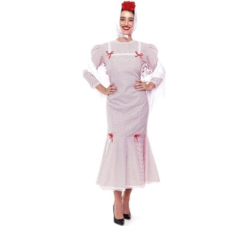 ZZ DISFRAZZES | Chulapa-Kostüm für Damen, weißes und rotes Kleid für Erwachsene, Kostüm für San Isidro, Karneval und Themenpartys (Größe XL) von ZZ DISFRAZZES