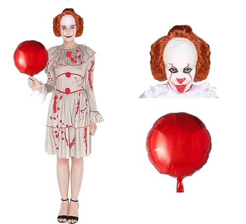 ZZ DISFRAZZES Clown-Kostüm für Damen, gruseliger Clown-Set mit Zubehör, Halloween-Kostüm (Größe XL) von ZZ DISFRAZZES