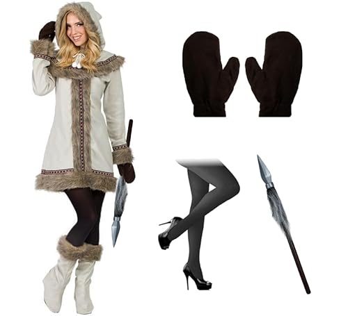 ZZ DISFRAZZES Eskimo-Kostüm für Erwachsene, Karneval, Eskimo-Kostüm, mit Zubehör für Karneval (Größe S) von ZZ DISFRAZZES