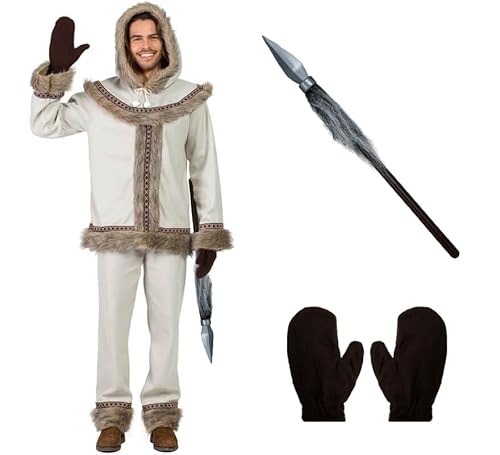ZZ DISFRAZZES Eskimo-Kostüm für Herren, Eskimo-Kostüm für Erwachsene, Karneval, Eskimo-Kostüm mit Zubehör für Karneval (Größe S) von ZZ DISFRAZZES