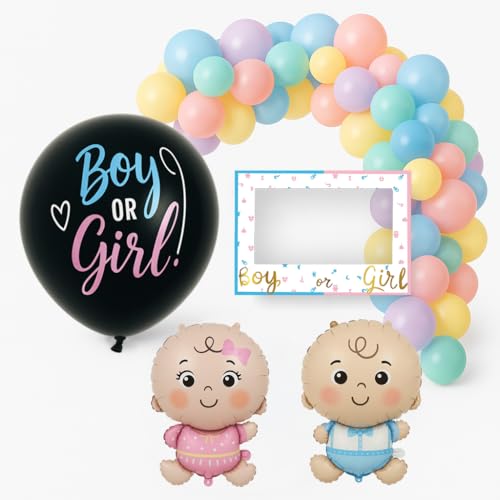 ZZ DISFRAZZES Gender Reveal Dekorationsset – Luftballons, Konfetti und Photocall | Party für Jungen oder Mädchen | Set zur Enthüllung des Geschlechts (Standard) von ZZ DISFRAZZES