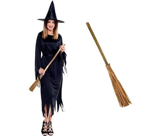 ZZ DISFRAZZES Hexenkostüm für Damen, Zaubererin für Erwachsene, Hexenkleid mit Besen für Karneval und Halloween (Größe XL) von ZZ DISFRAZZES